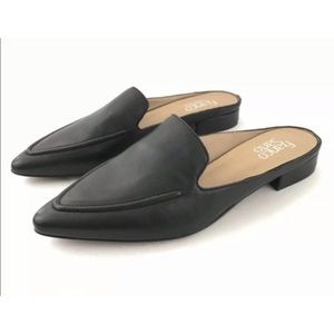 FRANCO SARTO black sabella pointy toe slide mules